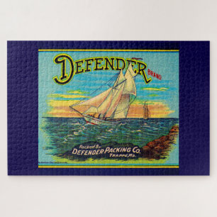 1910年代のDefenderブランド梱包帆船ラベル ジグソーパズル