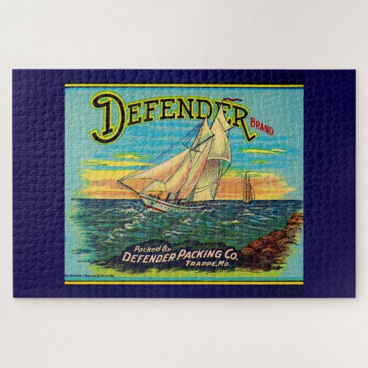 1910年代のDefenderブランド梱包帆船ラベル ジグソーパズル (横)