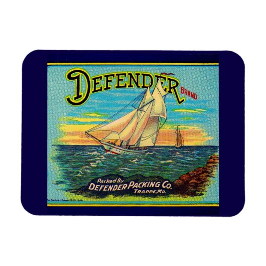 1910年代のDefenderブランド梱包帆船ラベル マグネット (横)