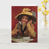 1910年代のSweetheartの電話グリーティングカード カード (黄色い花)