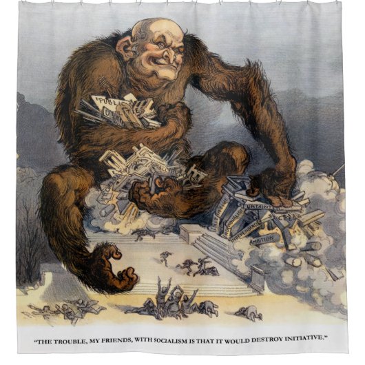 1910年社会主義のトラブル シャワーカーテン (正面)