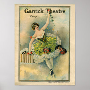 1910年美女テスピアンガリック劇場シカゴ ポスター