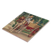 1910年頃の子供と馬車描 タイル (側面)