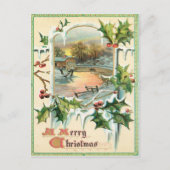 1910年 ビンテージ クリスマス ホーリー ポストカード (正面)