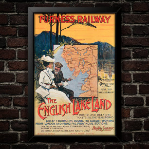 1910年 ファーネス鉄道 イングランド 湖水地方の旅 ポスター