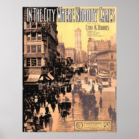 1910年Nobody楽譜を手に入れ気にない街 ポスター (正面)