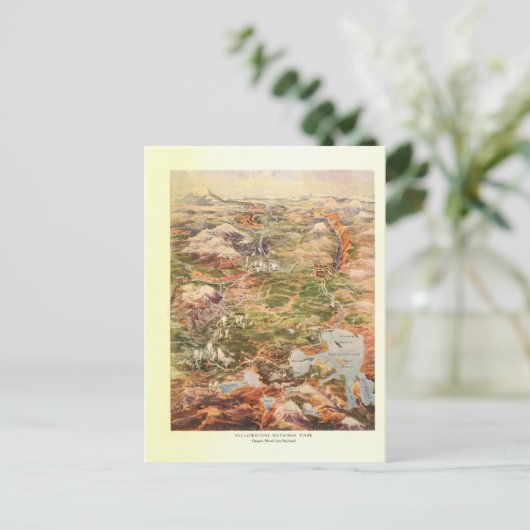 1910空中写真の地図-イエローストーン国立公園 ポストカード (スタンド正面)