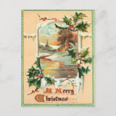1910 アンティーク クリスマス ヒイラギ ポストカード (正面)