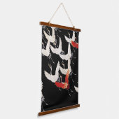 1910-1920無数の鶴のある振袖飛んでいる。 吊り下げ型タペストリー (傾斜あり)