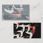 1910-1920無数の鶴のある振袖飛んでいる。 名刺 (正面/裏面)