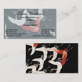 1910-1920無数の鶴のある振袖飛んでいる。 名刺