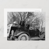 1910'sツーリングカーと2つのクマ自動ヴィンテージ写真 ポストカード (正面/裏面)