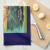 1910s Defenderブランド梱包帆船ラベルプリント キッチンタオル (四つ折り)