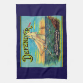 1910s Defenderブランド梱包帆船ラベルプリント キッチンタオル (縦)