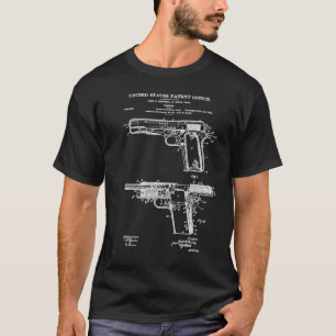 1911レトロヴィンテージハンドガン図の設計図ピスト Tシャツ