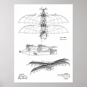 1911ヴィンテージ飛行機特許スケッチプリント ポスター