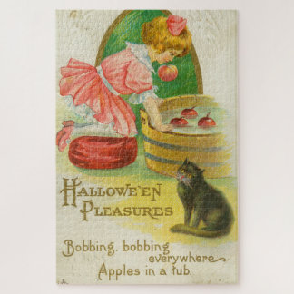 1911年のビンテージ・ハロウィンカード「リンゴ探しゲーム」 ジグソーパズル