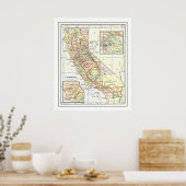 1911年のポスターからのカリフォルニアの地図 ポスター (キッチン)