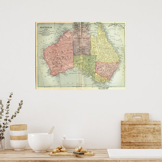 1911年オーストラリアの地図 ポスター (キッチン)