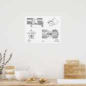 1911年飛んでいる機械飛行機特許スケッチプリント ポスター (キッチン)