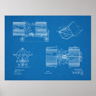 1911年飛行船飛行機特許スケッチプリント ポスター