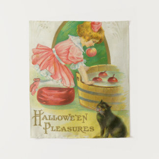 1911年 ビンテージ ハロウィン カード りんご狩り タペストリー