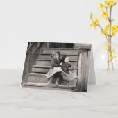 1911気に年の妹のための少女 カード (黄色い花)