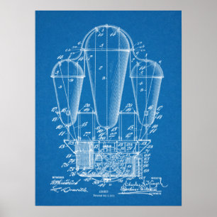 1911飛行船バルーン特許スケッチプリント ポスター