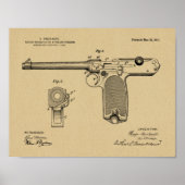 1911 Automatic Gun Patent Art Drawing Print ポスター (正面)