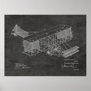 1911 Vintage Airplane Patent Art Drawing Print ポスター