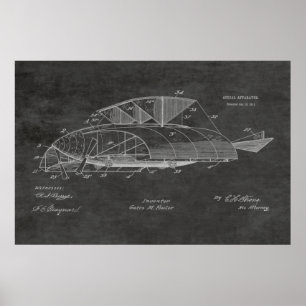 1911 Vintage Airplane Patent Art Drawing Print ポスター