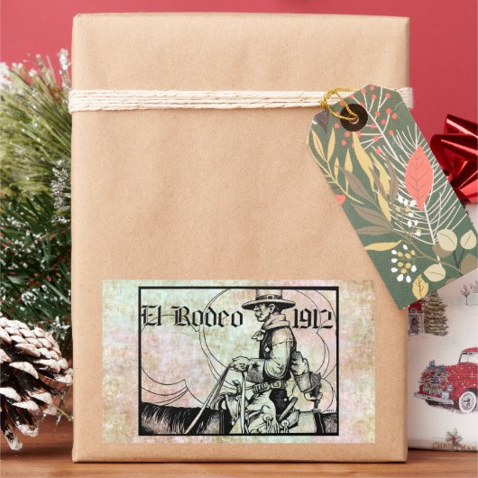 1912ロデオカウボーイカントリー西アート 長方形シール (クリスマス)