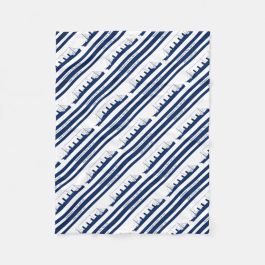 1912巨大な青い縞5 フリースブランケット (正面)