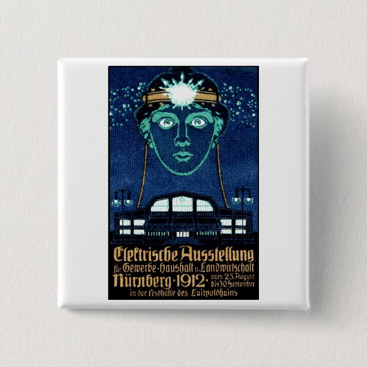 1912年の電気の博覧会ポスター 缶バッジ (正面)