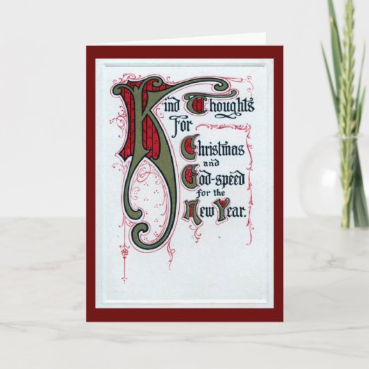 1912年のKind Thoughts, Christmas and New Year's Vint シーズンカード (正面)