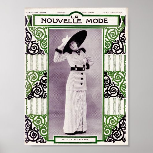 1912年スカートストライプのスーツ姿の女性 ポスター (正面)