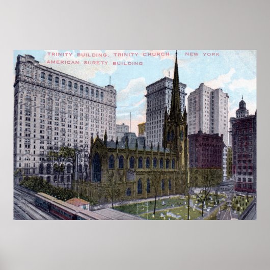 1912年ニューヨーク市トリニティーチャーチヴィンテージ ポスター (正面)