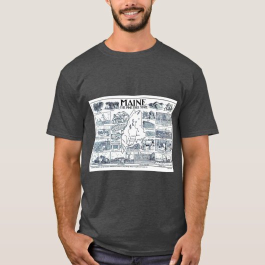 1912年メイン州のヴィンテージマップ Tシャツ (正面)