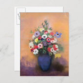 1912年以降の青い花瓶のアネモネと薄紫 ポストカード (正面/裏面)