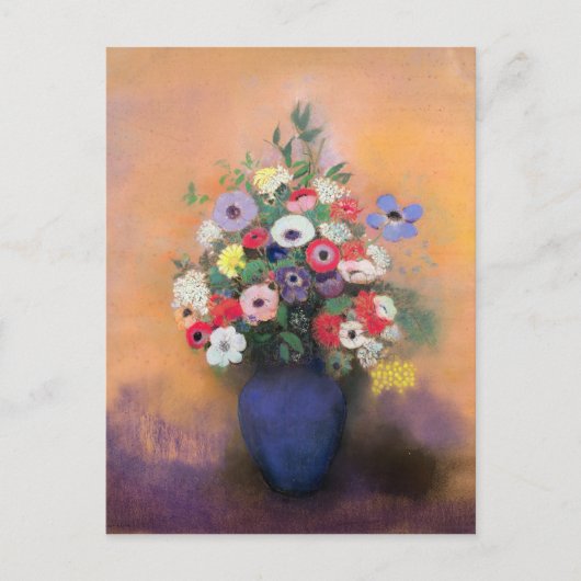 1912年以降の青い花瓶のアネモネと薄紫 ポストカード (正面)