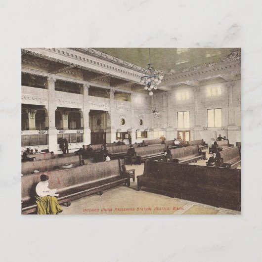 1912年頃シアトル、ユニオン旅客駅 ポストカード (正面)