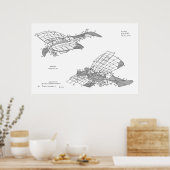 1912年飛行機特許スケッチプリント ポスター (キッチン)