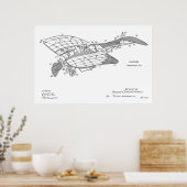 1912年飛行機特許スケッチプリント ポスター (キッチン)