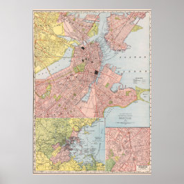 1912年 ボストン 詳細地図 ヴィンテージ ポスター