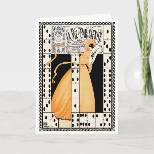 1912「ゲームを始めよう」アールデコフランスのハロウィン カード (正面)