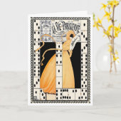 1912「ゲームを始めよう」アールデコフランスのハロウィン カード (黄色い花)