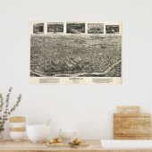 1912 Asheville, NCバードアイビューパノラママップ ポスター (キッチン)