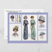 1912 Edwardianファッションコラージポストカード ポストカード (正面/裏面)