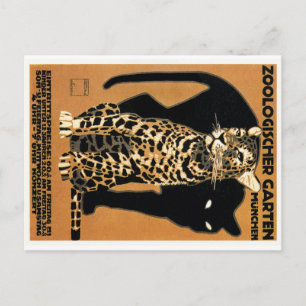 1912 Ludwig Hohlwein Leopard Munich Zoo Poster ポストカード