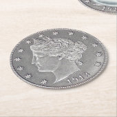 1913リバティーヘッドニッケル紙コースター ラウンドペーパーコースター (アングル)